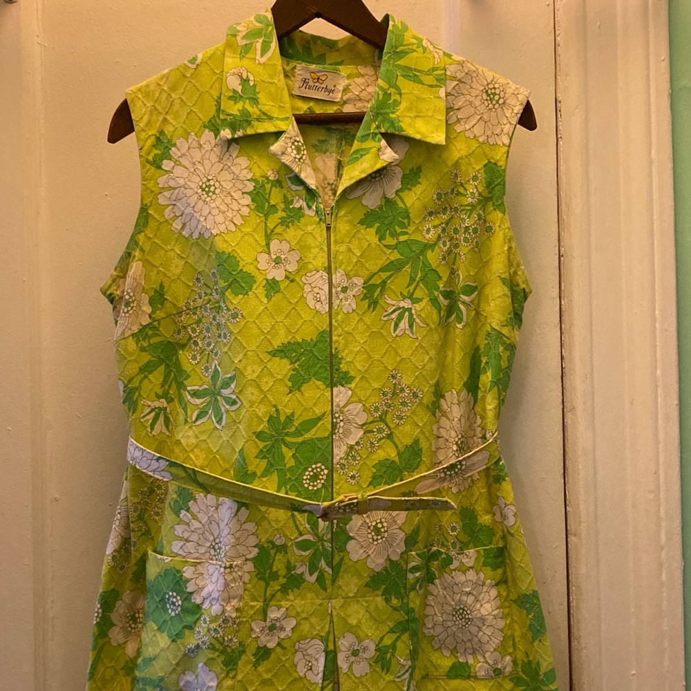 Floral Green Knee-length Culotte Dress